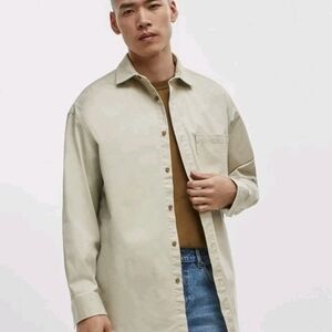 Men's Casual Button Down Shirt - Beige